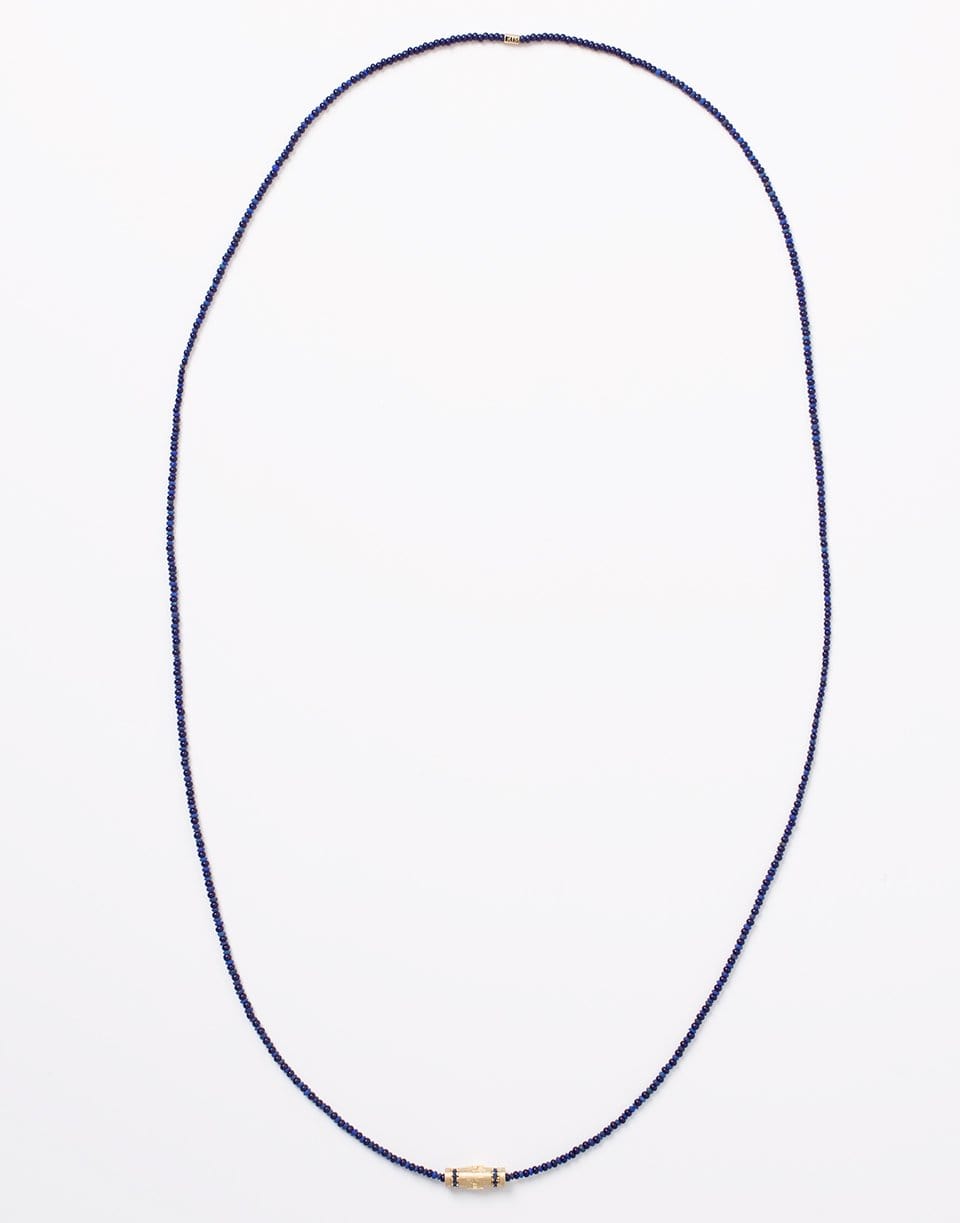 LUIS MORAIS-Blue Sapphire Bead Necklace-YELLOW GOLD