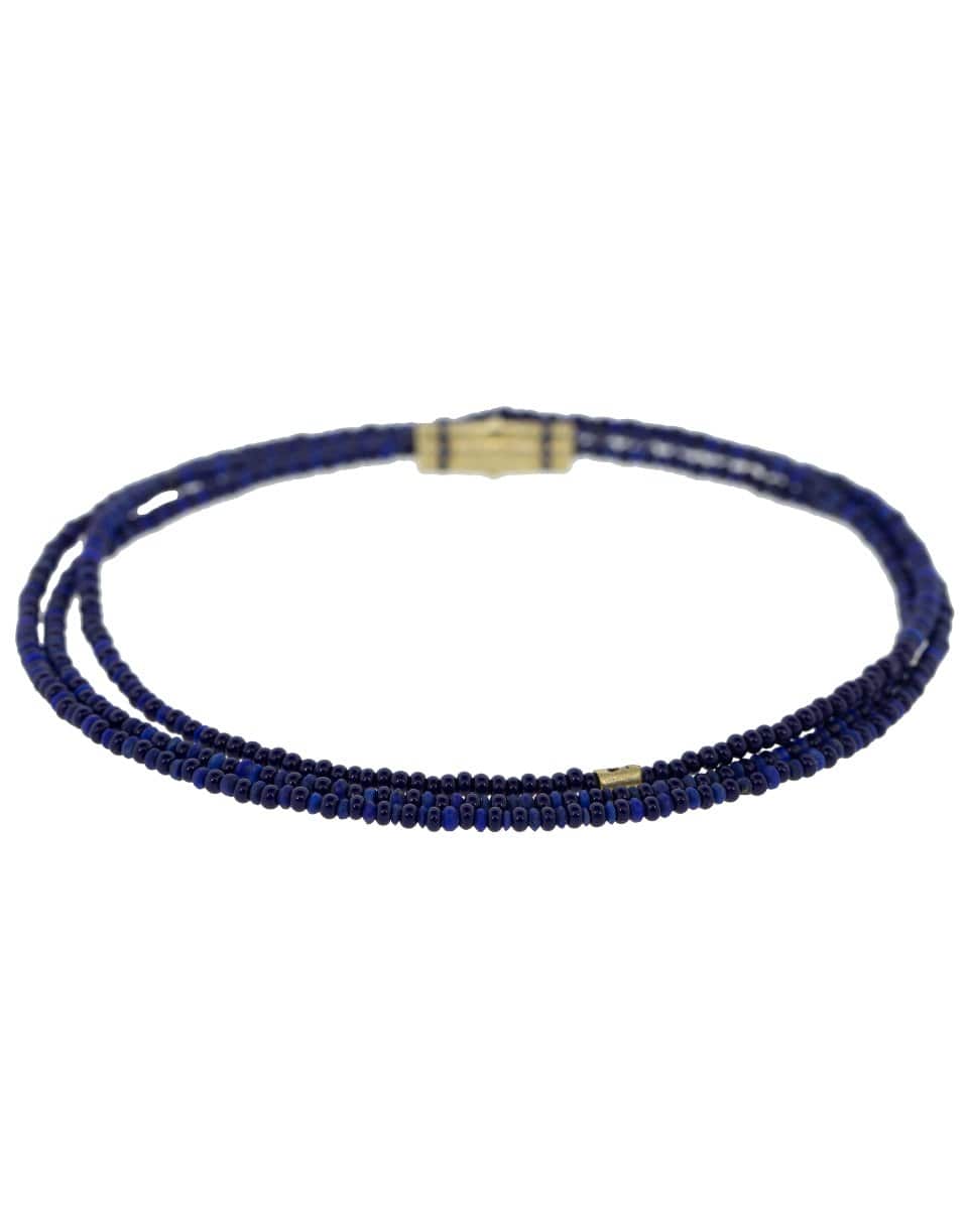 LUIS MORAIS-Blue Sapphire Bead Necklace-YELLOW GOLD