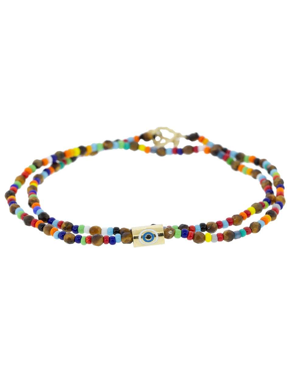LUIS MORAIS-Double Wrap Multi Color Bead Bracelet-YELLOW GOLD