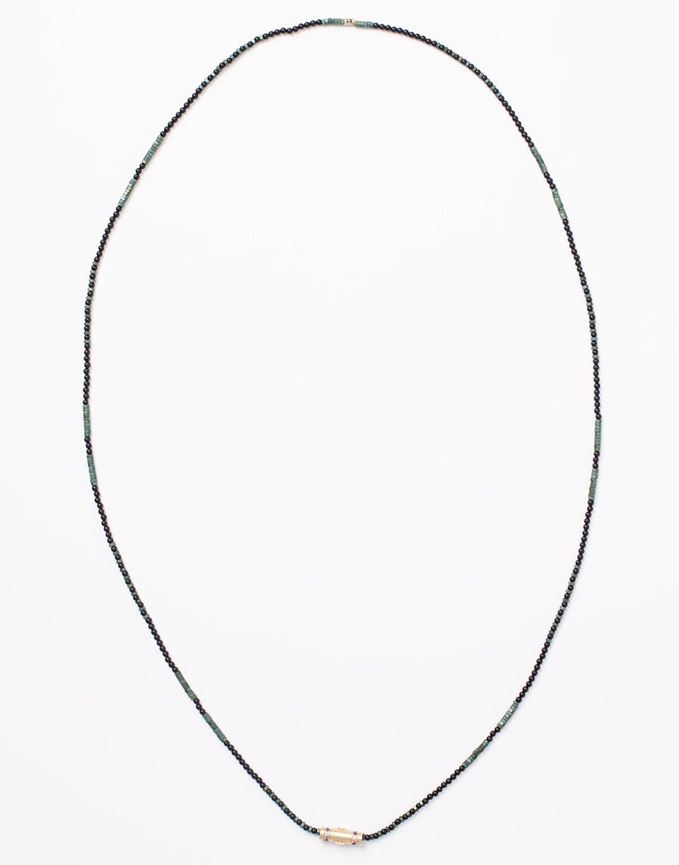 LUIS MORAIS-Rainbow Sapphire Wrap Bead Necklace-YELLOW GOLD