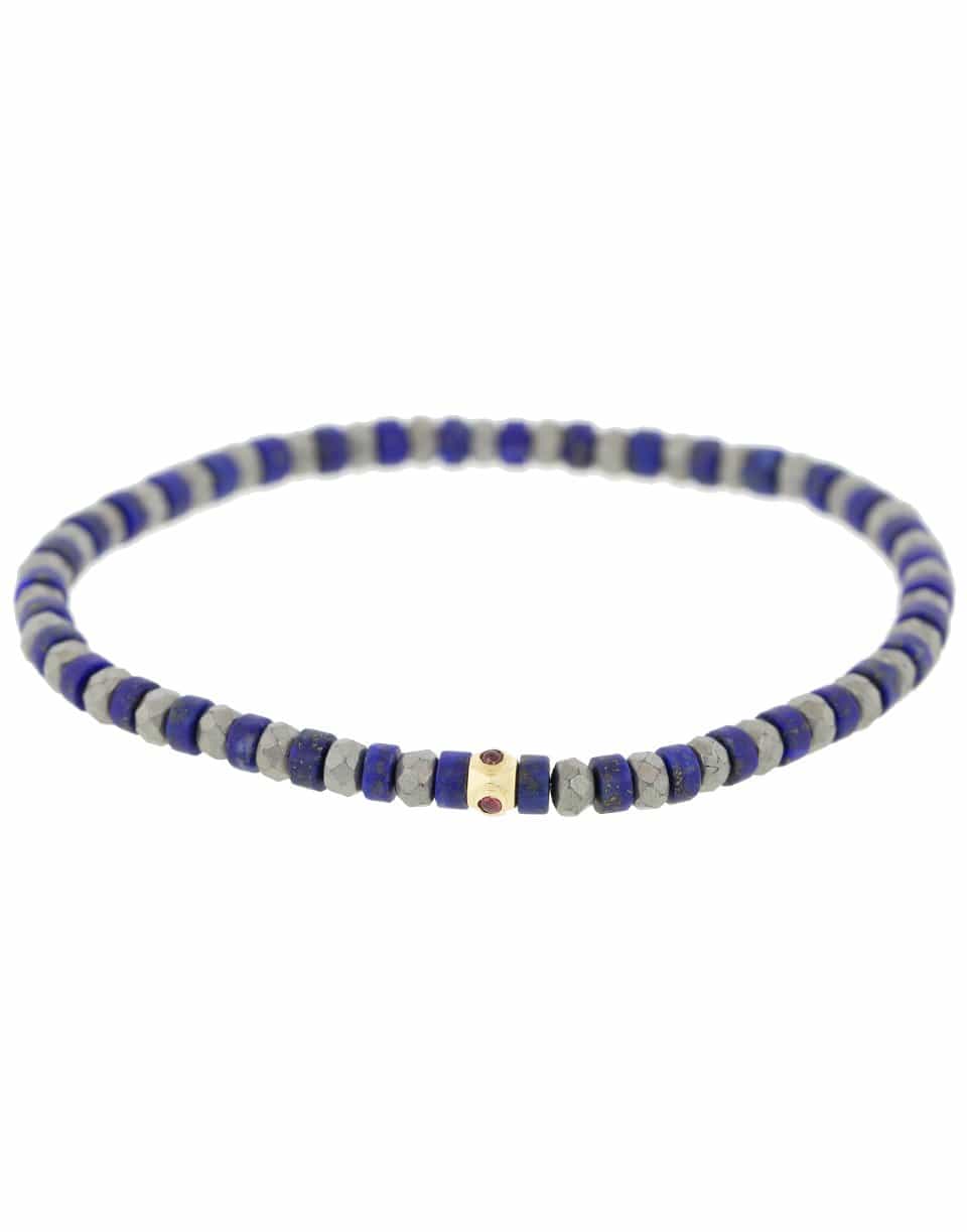 LUIS MORAIS-Tetra Ruby and Lapis Bead Bracelet-YELLOW GOLD