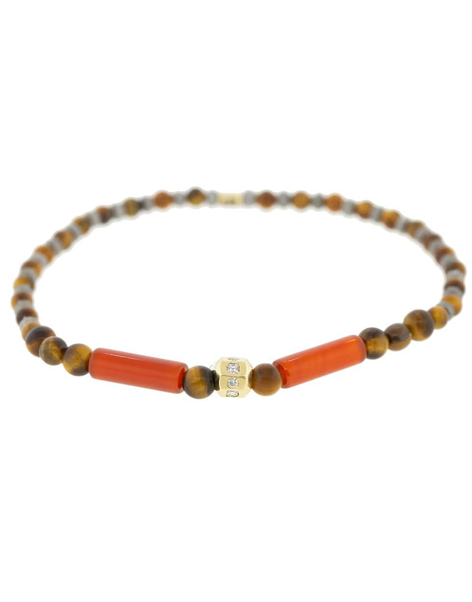 LUIS MORAIS-Tetra Tigers Eye and Diamond Bracelet-YELLOW GOLD