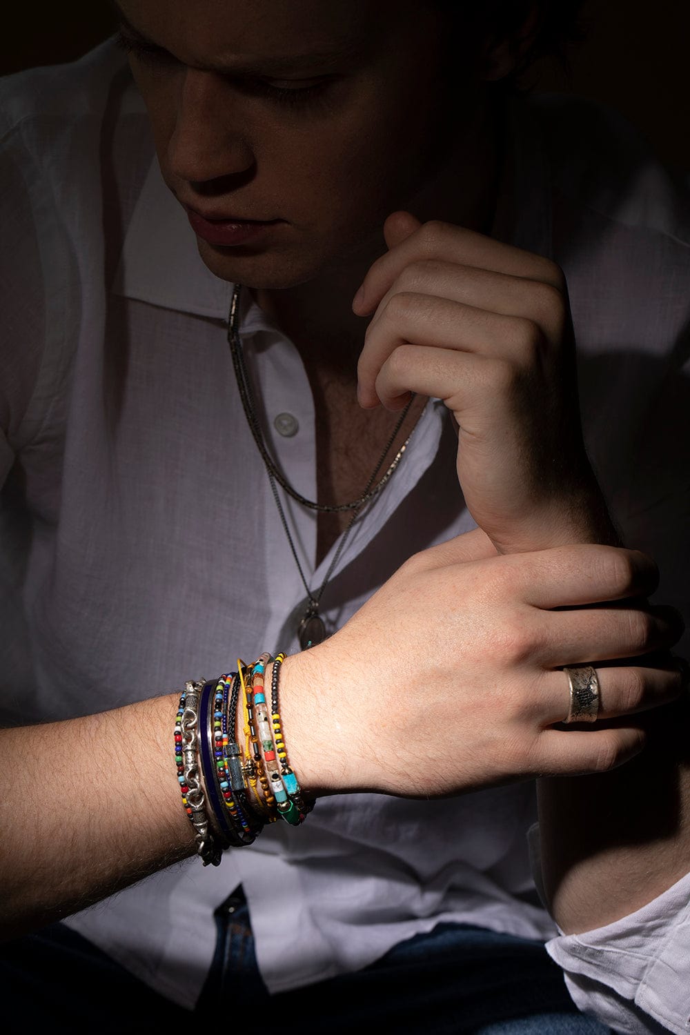 LUIS MORAIS-Black Diamond Yellow Cord Bracelet-YELLOW GOLD