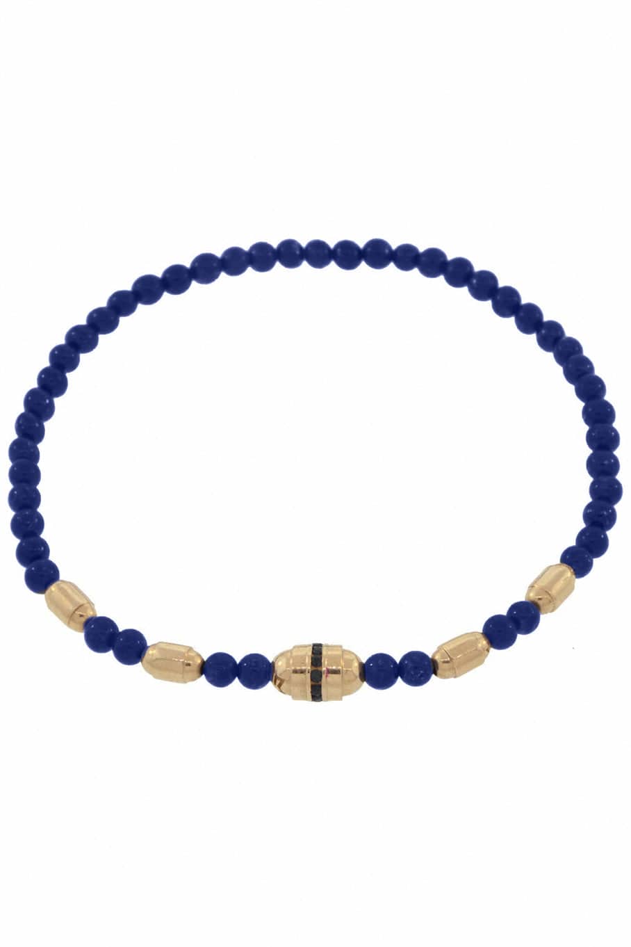 LUIS MORAIS-Blue Sapphire Lapis Bead Bracelet-YELLOW GOLD