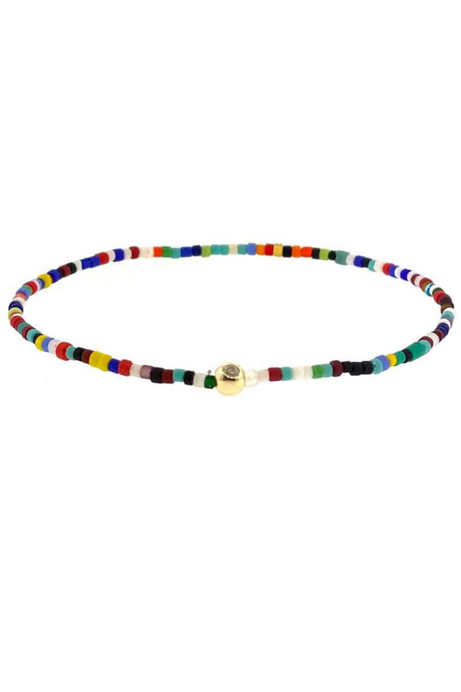LUIS MORAIS-Diamond On Multi Color Bead Bracelet-YELLOW GOLD
