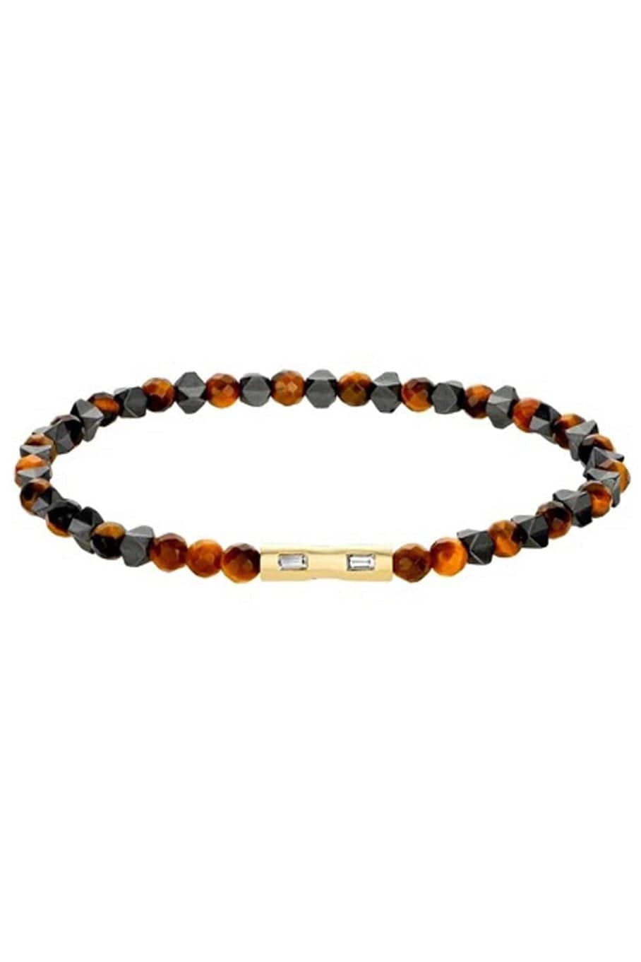 LUIS MORAIS-Hematite and Diamond Baguette Bracelet-YELLOW GOLD