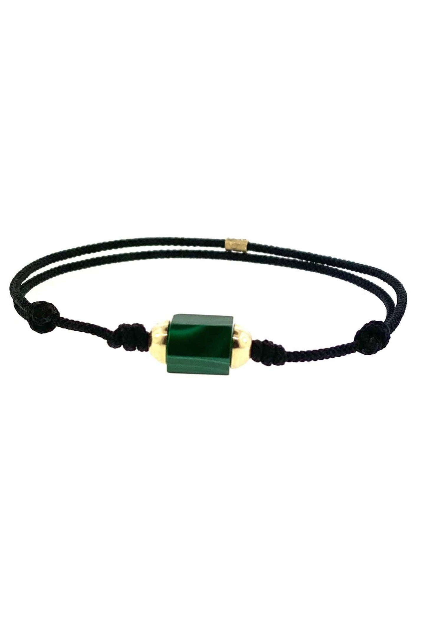 LUIS MORAIS-Hexagon Malachite Cord Bracelet-YELLOW GOLD