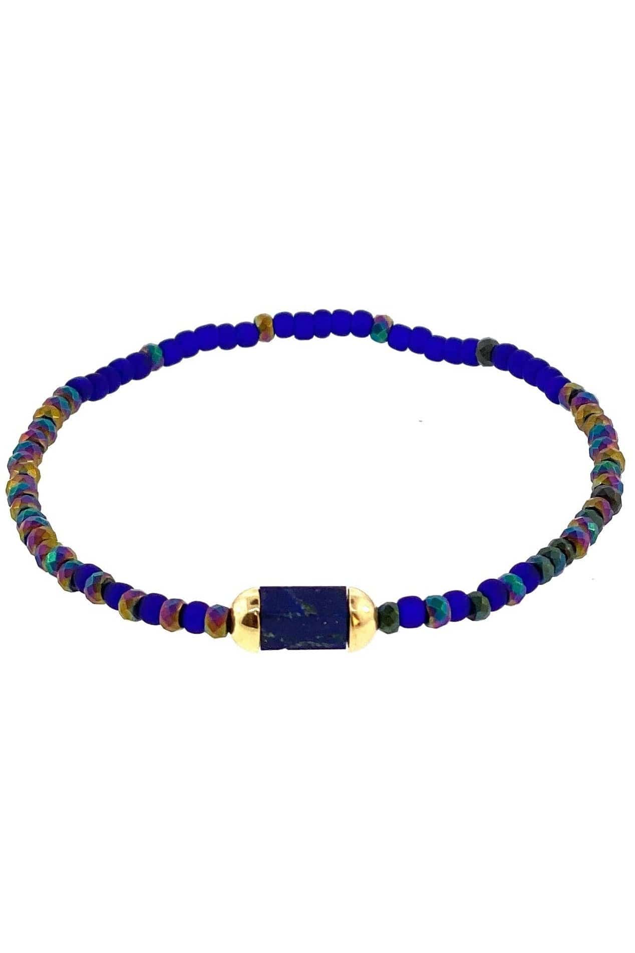 LUIS MORAIS-Lapis Bolt Mix Bead Bracelet-YELLOW GOLD