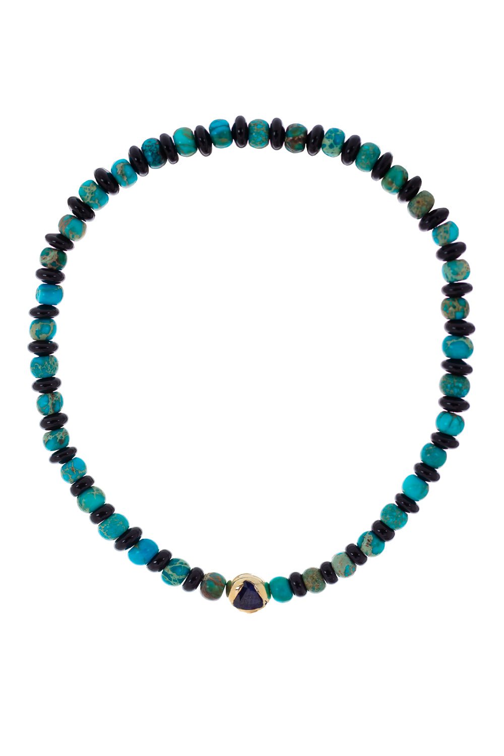 LUIS MORAIS-Blue Sapphire Trillion Bead Bracelet-YELLOW GOLD