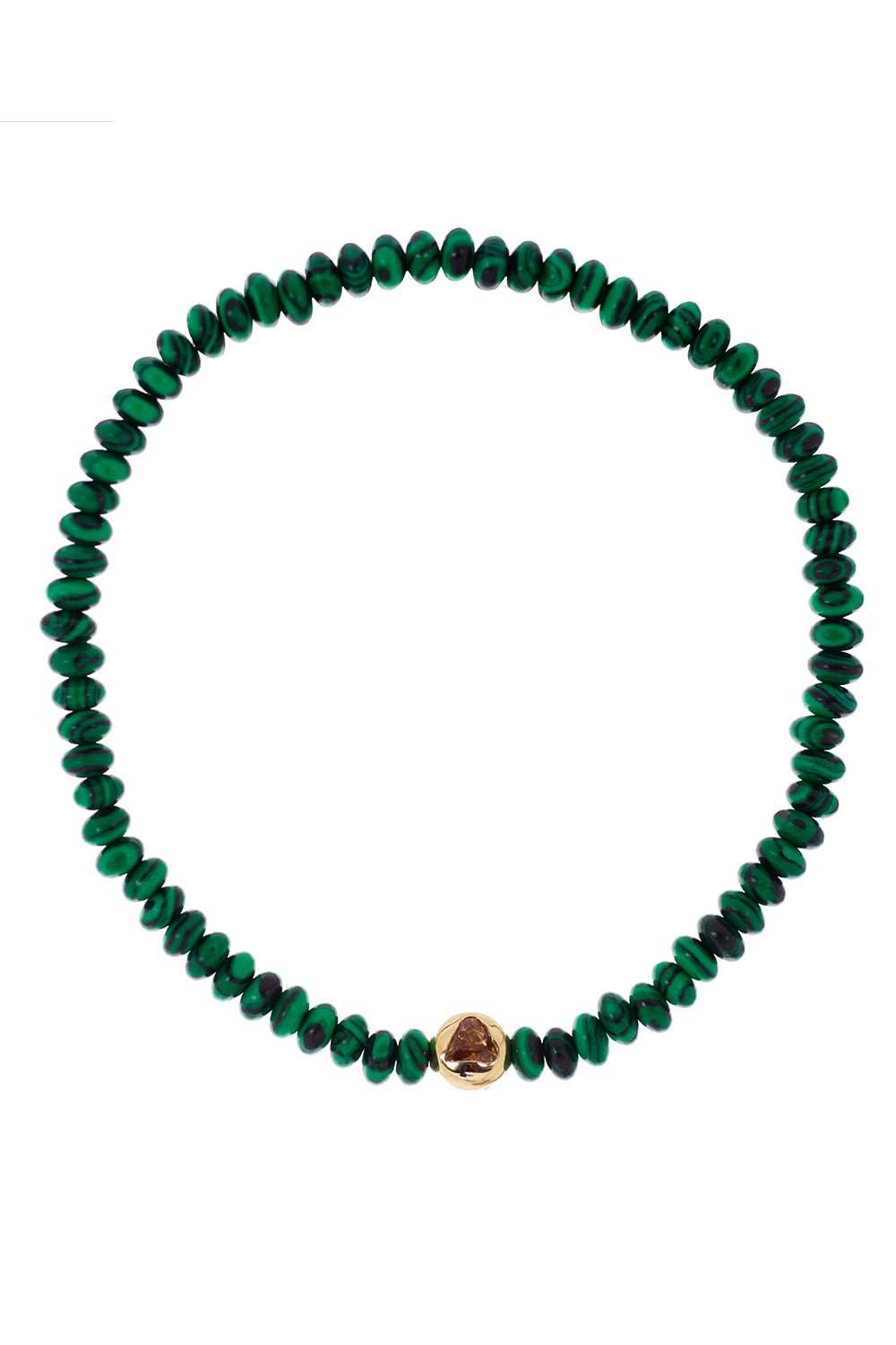 LUIS MORAIS-Orange Sapphire Malachite Bead Bracelet-YELLOW GOLD