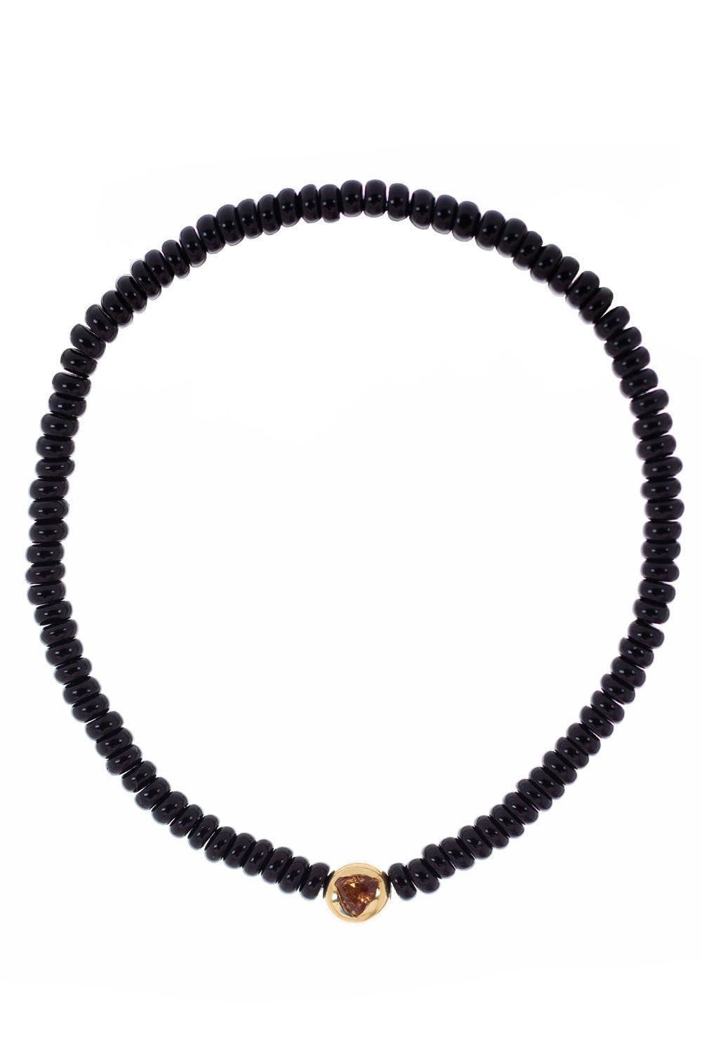 LUIS MORAIS-Orange Sapphire Onyx Bead Bracelet-YELLOW GOLD