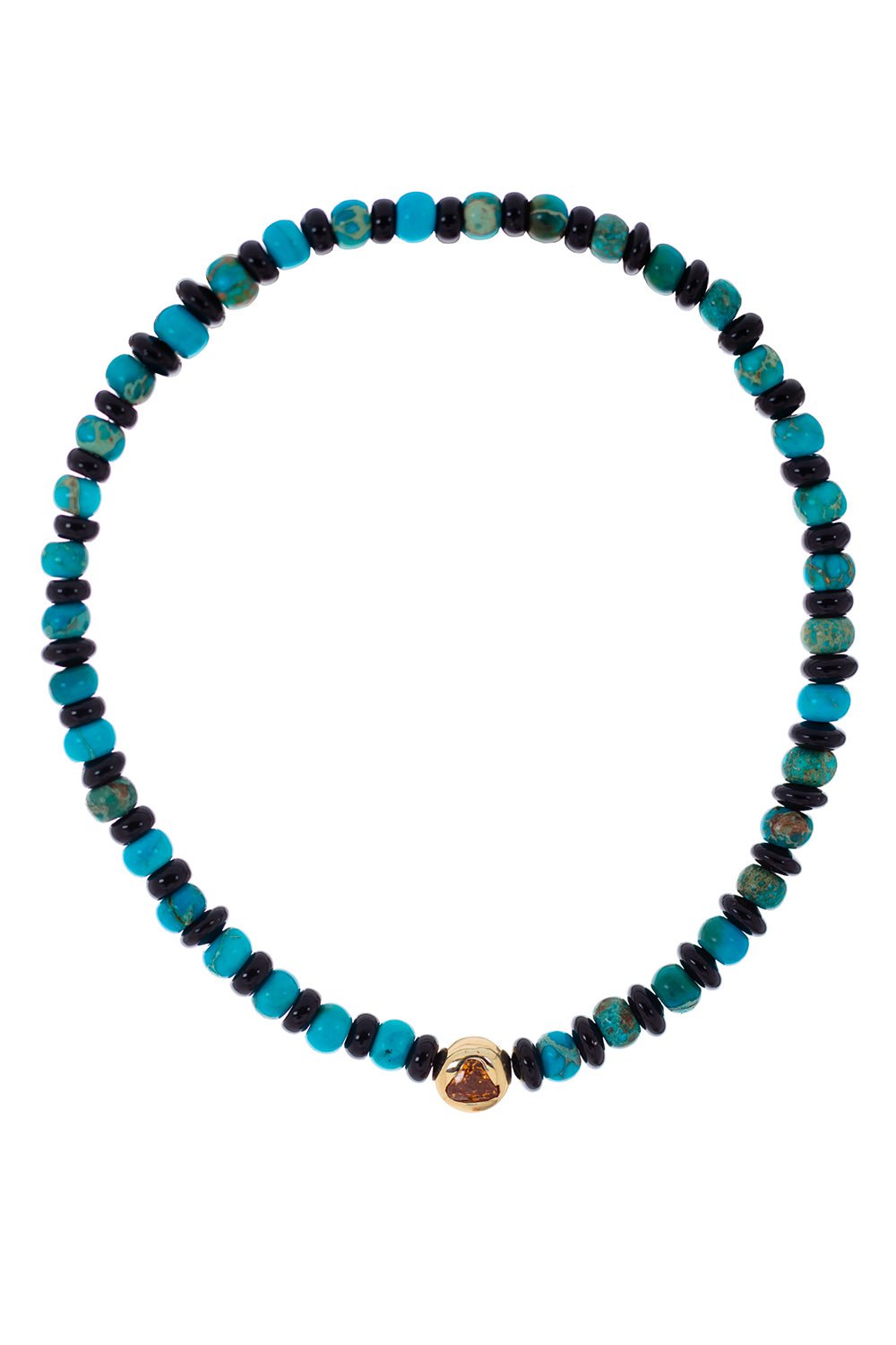 LUIS MORAIS-Orange Sapphire Turquoise Bead Bracelet-YELLOW GOLD