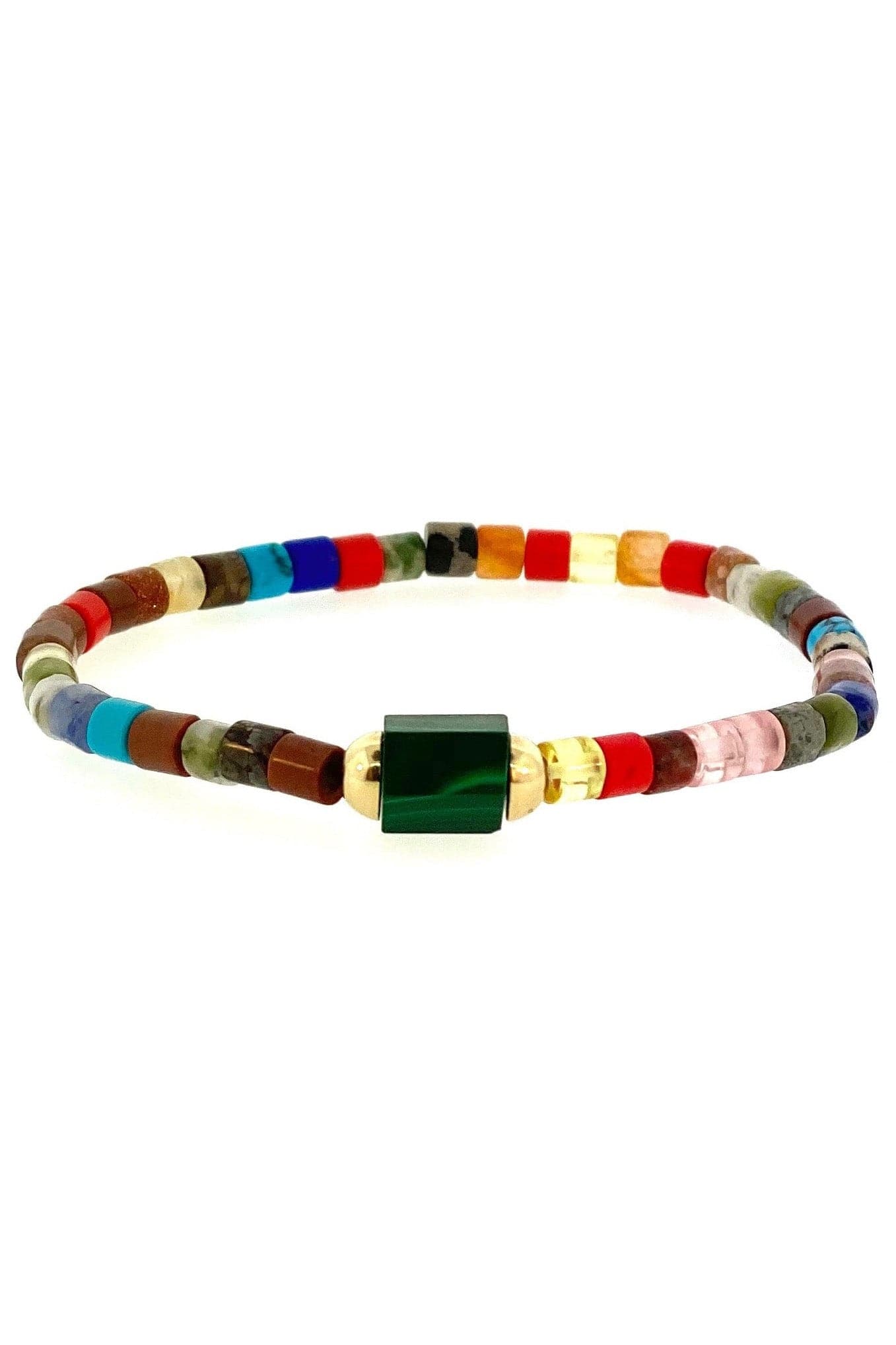 LUIS MORAIS-Malachite Multi Bead Bracelet-YELLOW GOLD