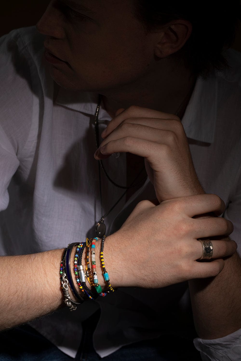 LUIS MORAIS-Turquoise Bolt Mutli Bead Bracelet-YELLOW GOLD