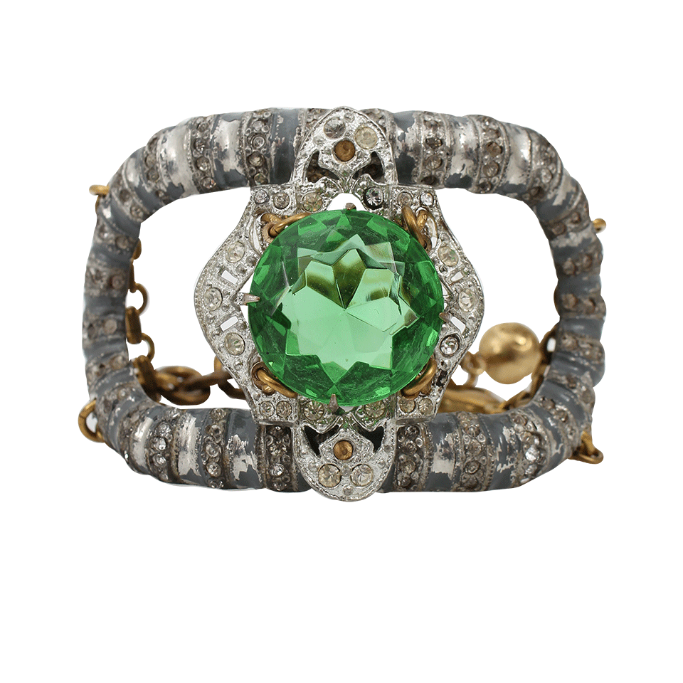 LULU FROST-100 Year Center Stone Vintage Bracelet-EMERALD