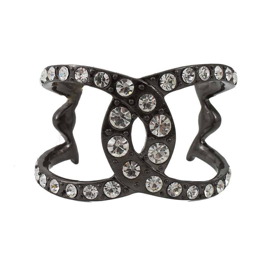 LULU FROST-Brass Glass Stone Horseshoe Cuff-GUNMETAL