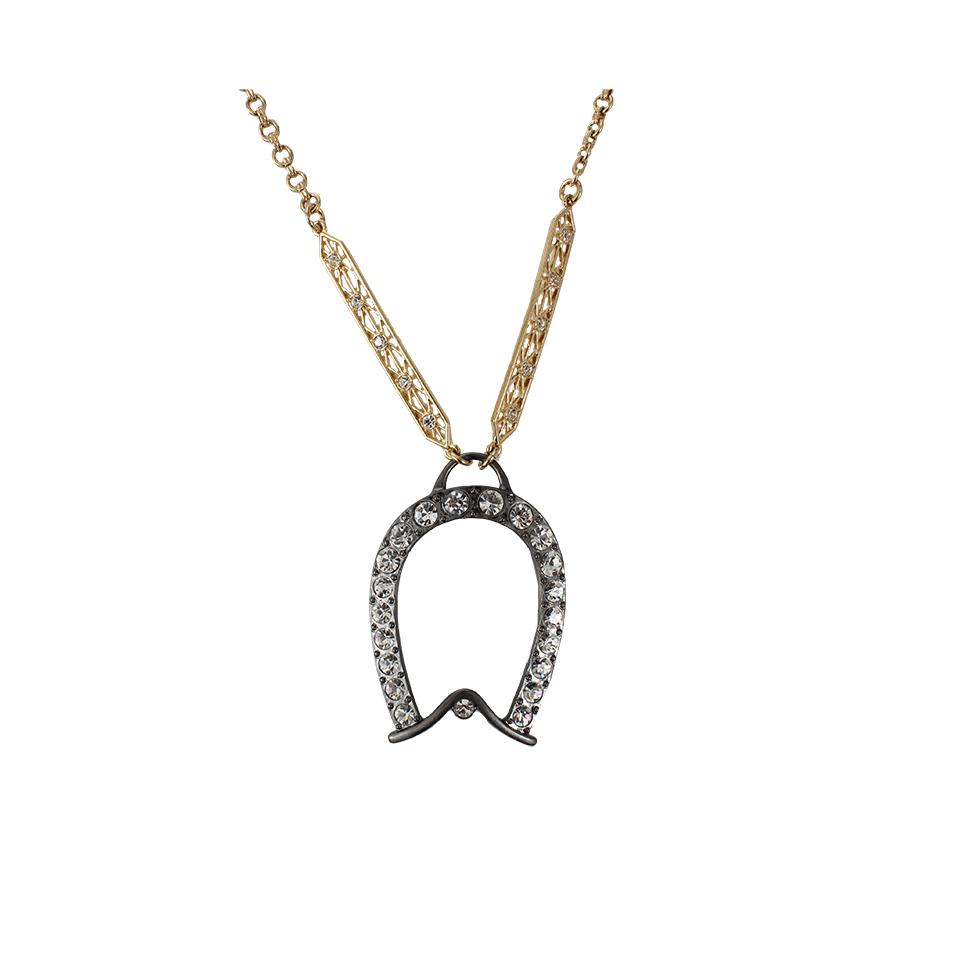 LULU FROST-Brass Glass Stone Horseshoe Pendant-CRYSTAL