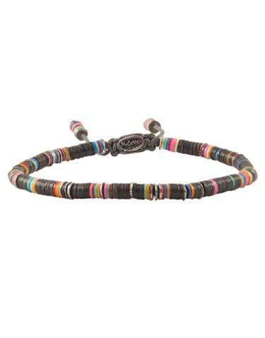 M. COHEN-African Black Vinyl Oxidized Disc Bracelet-SILVER