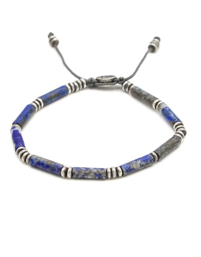 M. COHEN-Men's Lapis Tube Bead Bracelet-SILVER