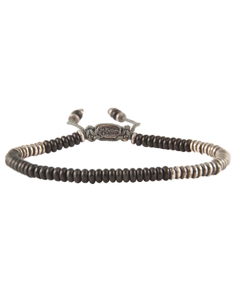 M. COHEN-Round Table Stacked Mini Frosted Black Bracelet-SILVER