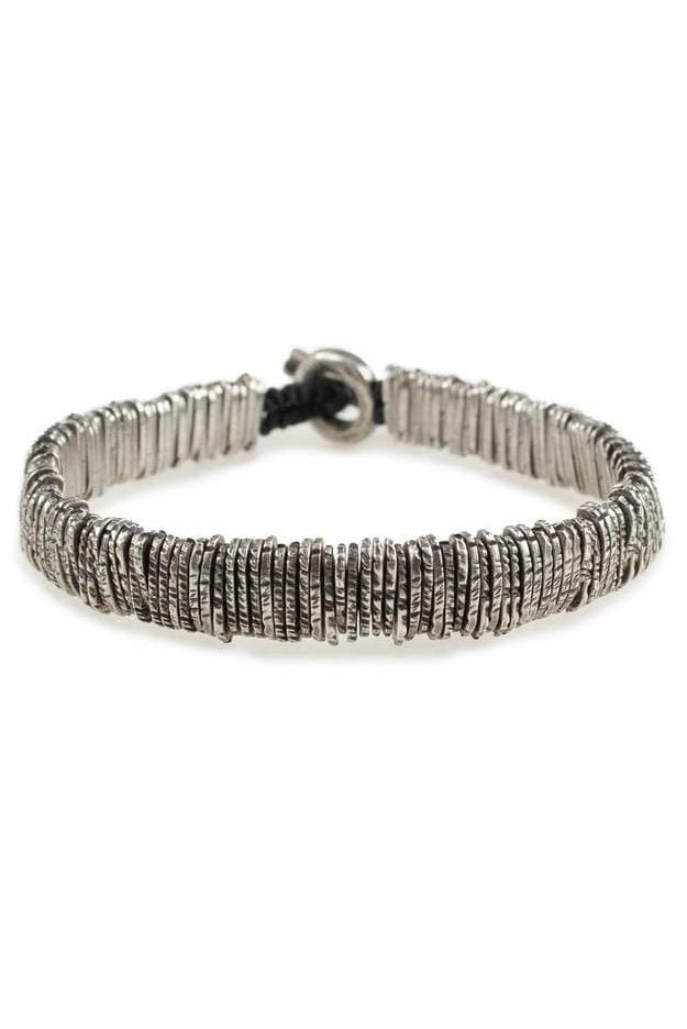 M. COHEN-Distressed Silver Barcode Bracelet-SILVER