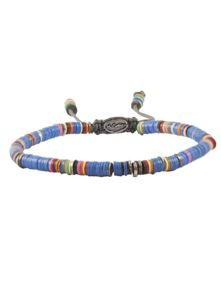 M. COHEN-African Blue Vinyl Oxidized Disc Bracelet-SILVER