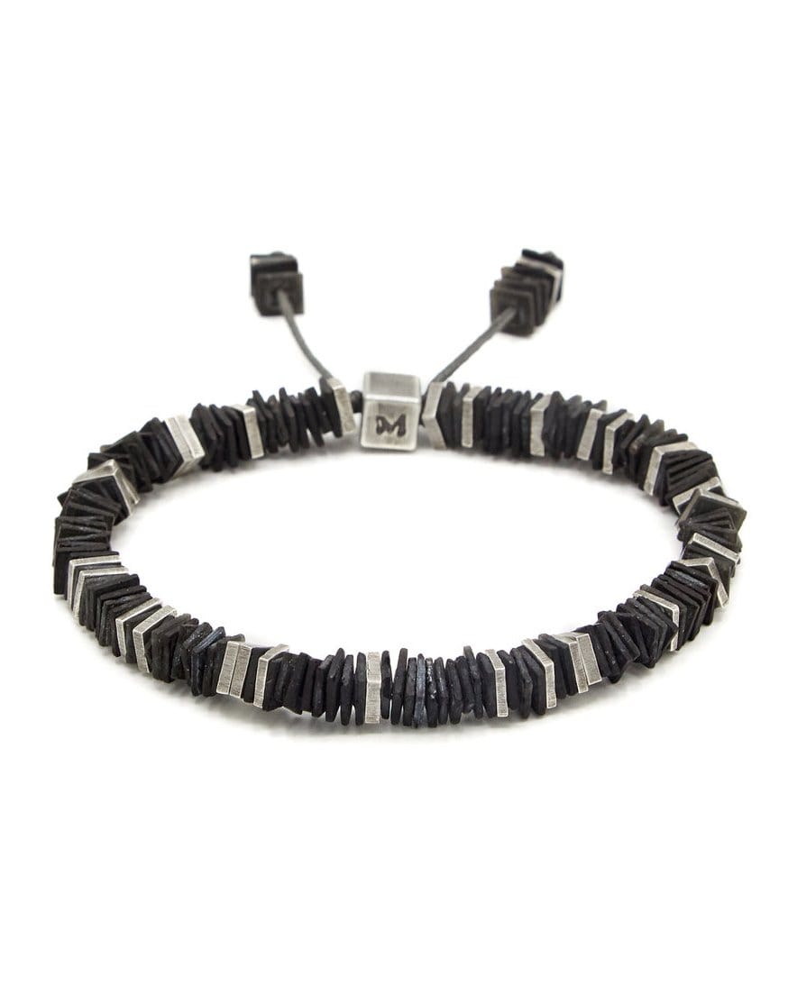 M. COHEN-Black Onyx Razze Square Disc Bracelet-SILVER