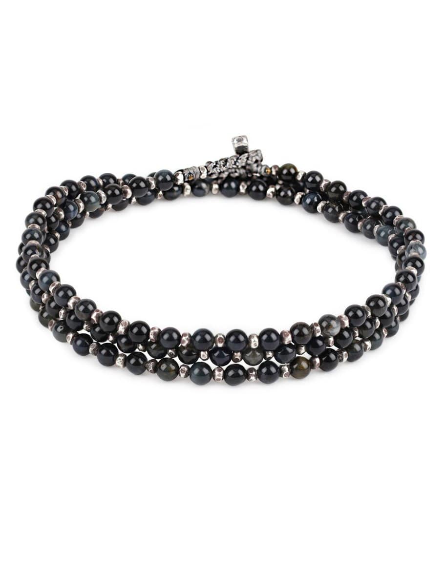 M. COHEN-Blue Tigers Eye Agora Bracelet/Necklace-SILVER