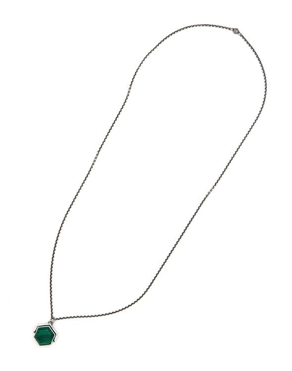 M. COHEN-Tiger Eye and Malachite Hexagon Spinning Necklace-SILVER
