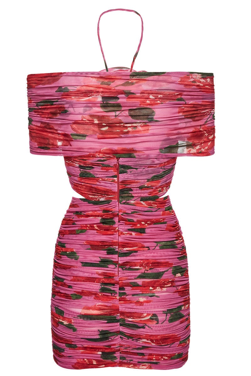 MAGDA BUTRYM-Floral Off Shoulder Mini Dress-