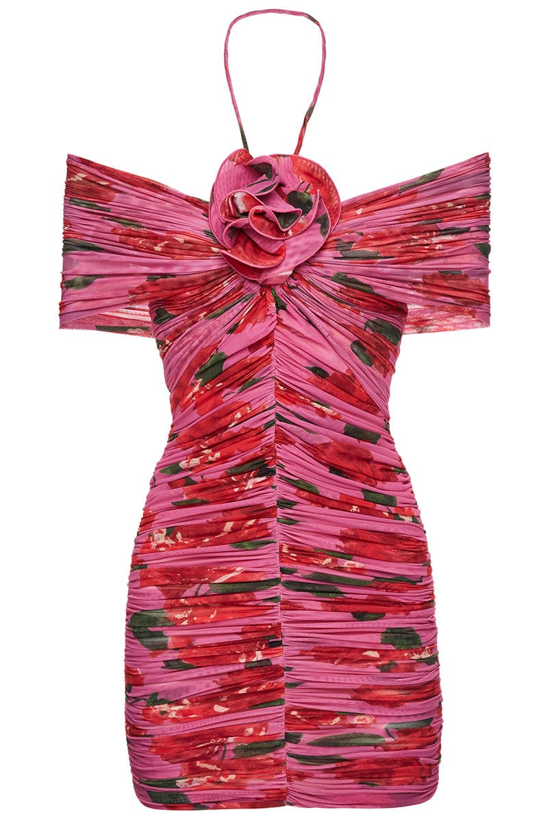 MAGDA BUTRYM-Floral Off Shoulder Mini Dress-