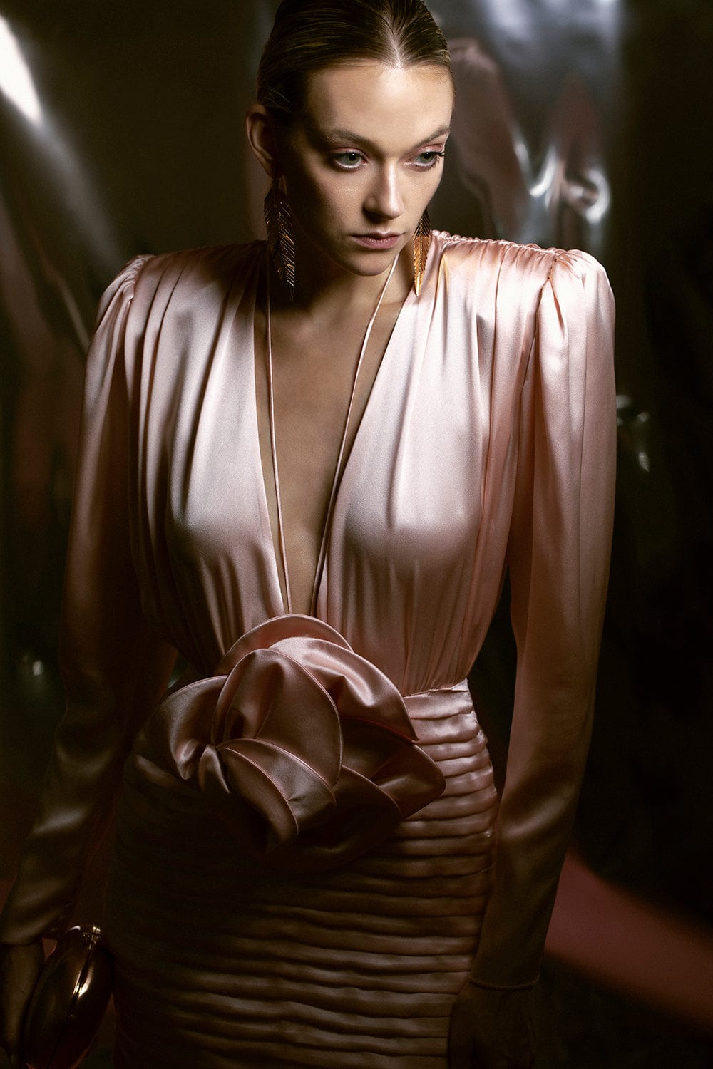 MAGDA BUTRYM-Mini Dress With Rose On Waist-