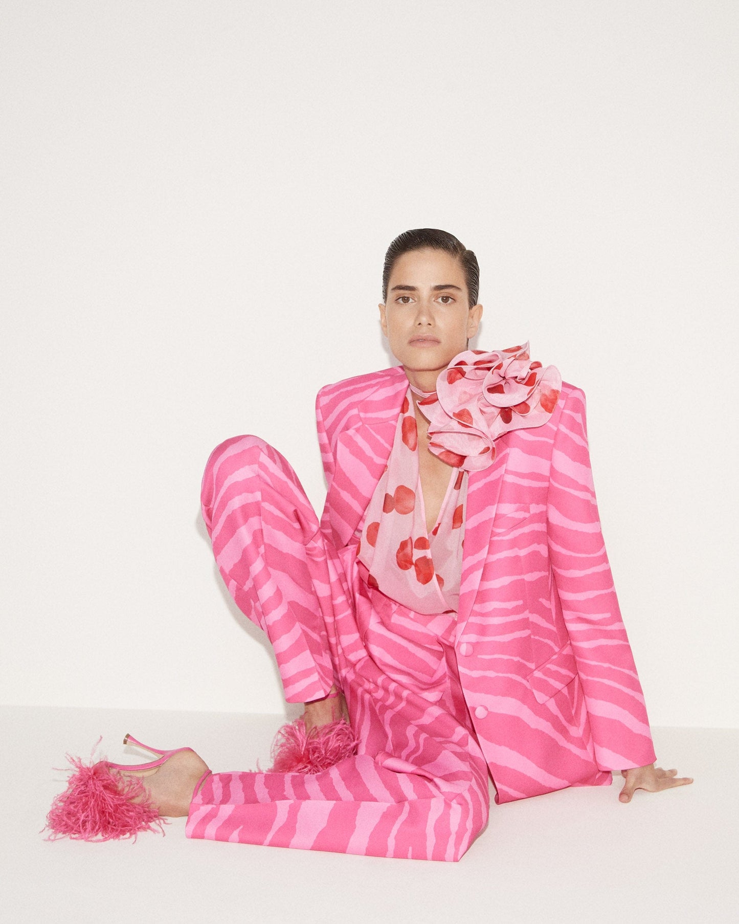 MAGDA BUTRYM-Long Sleeve Blouse With Large Rose Shoulder-