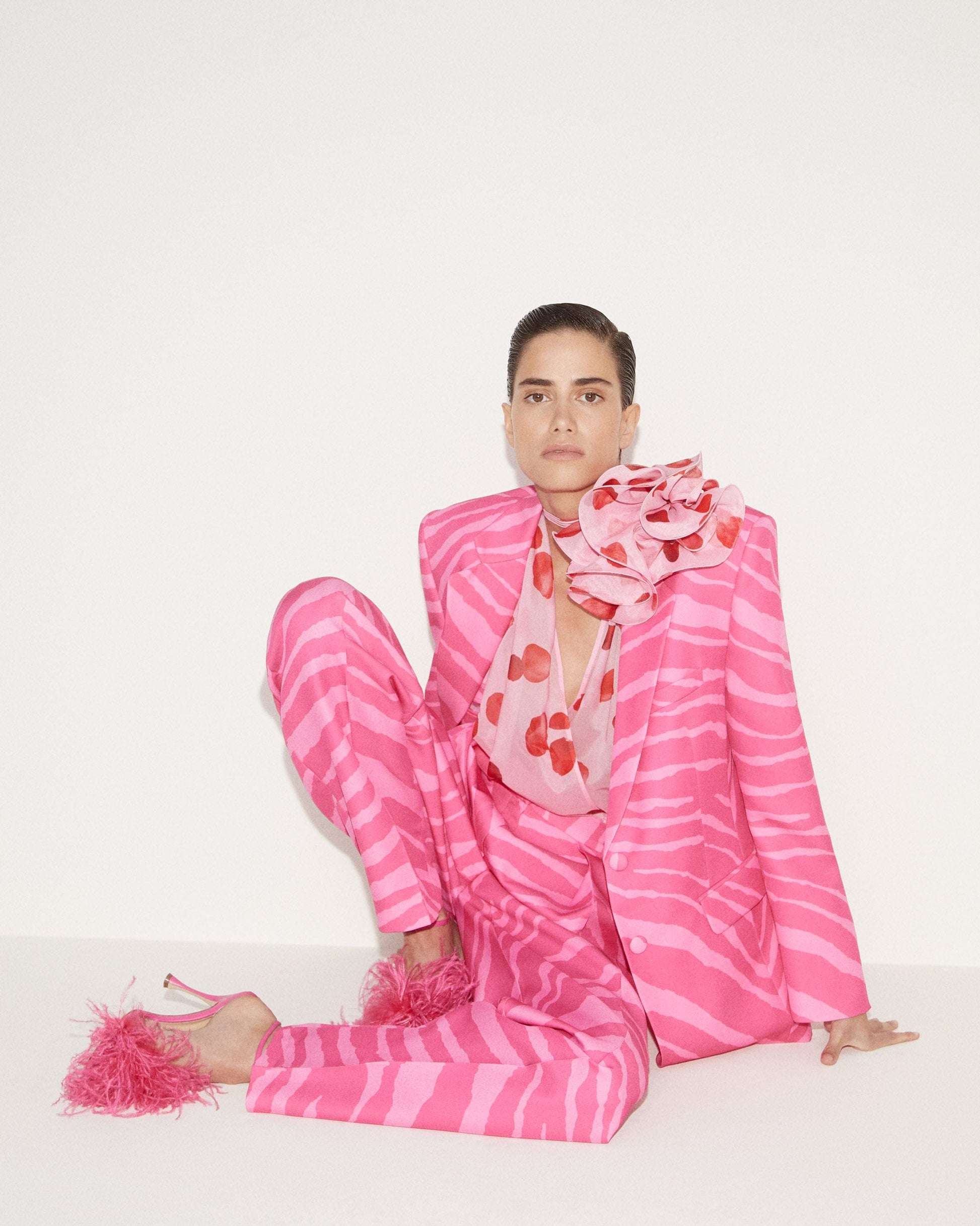 MAGDA BUTRYM-Long Sleeve Blouse With Large Rose Shoulder-
