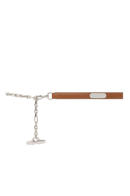 Calfskin Toggle Chain Skinny Belt - Brown-BROWN-M/L-ACCESSORIEBELTS-RALPH LAUREN