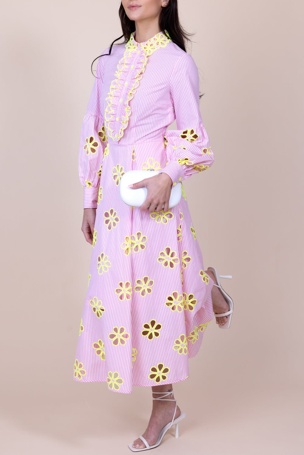 MAISON COMMON-Striped Floral Midi Dress-