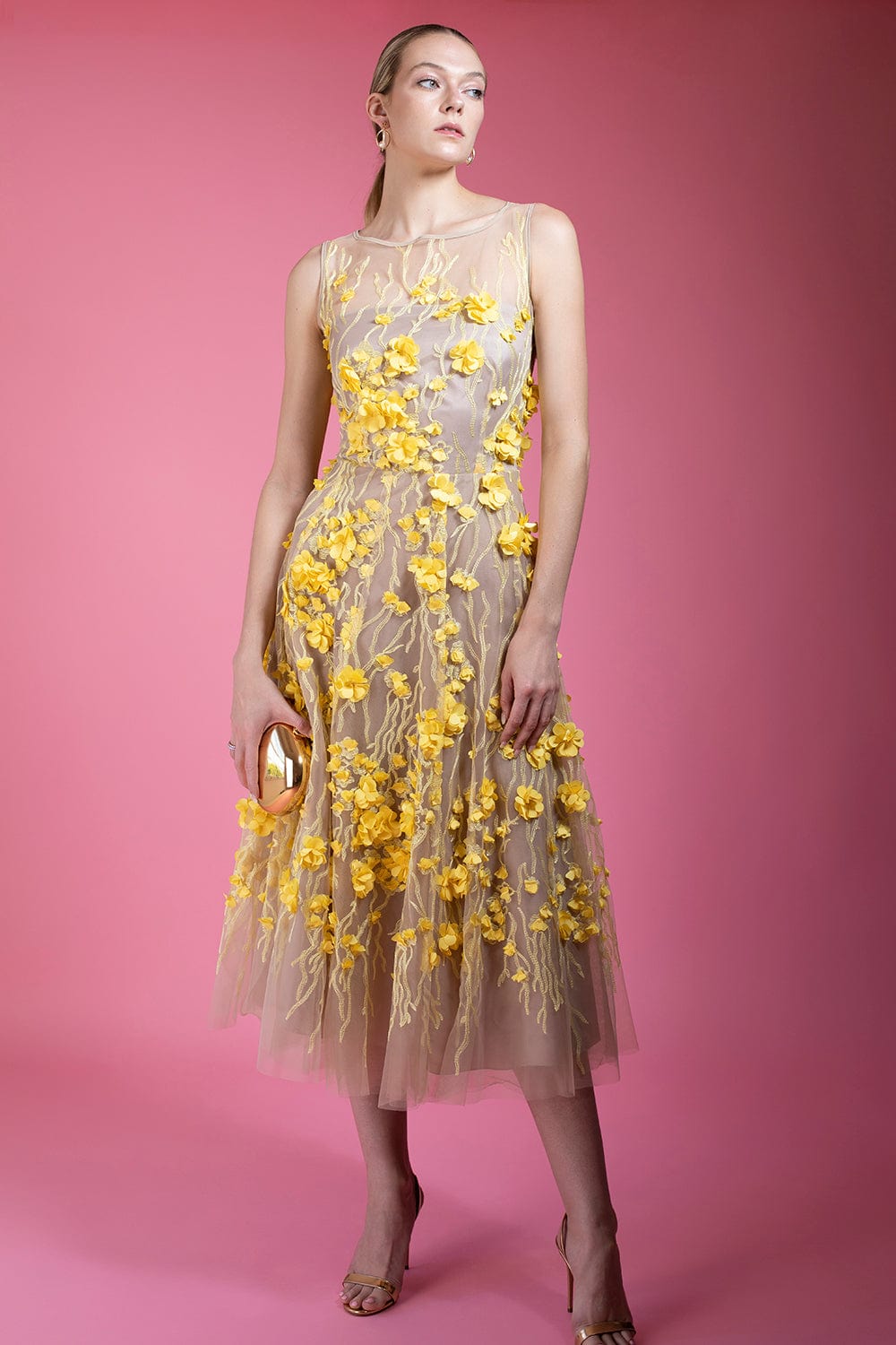MAISON COMMON-Sleeveless Dress With Floral Applique-