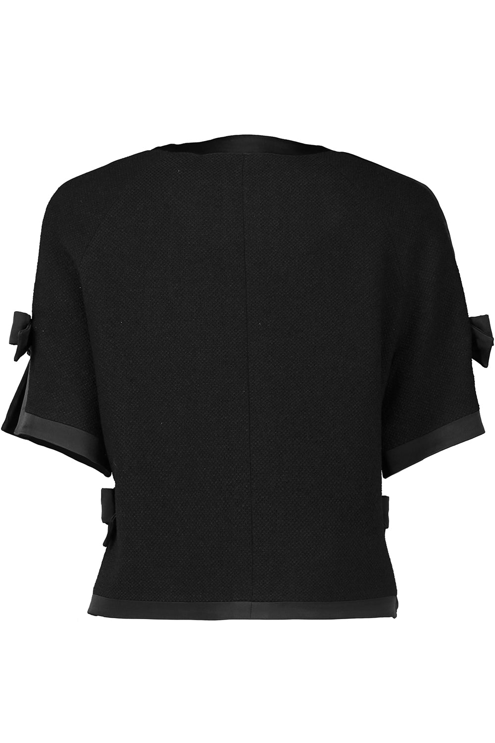 Short Sleeve Bow Satin Details-BLACK-38-CLOTHINGJACKETCASUAL-MAISON COMMON