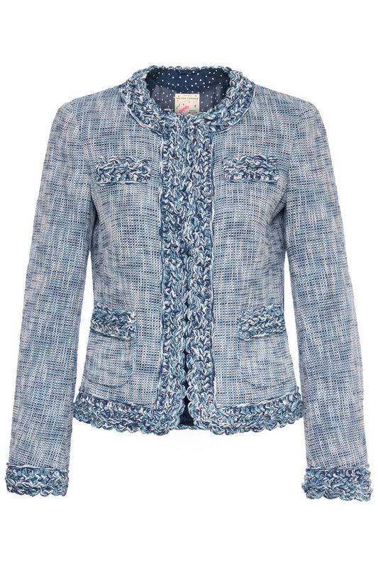 Braided Trim Tweed Jacket-BLUE-36-CLOTHINGJACKETCASUAL-MAISON COMMON