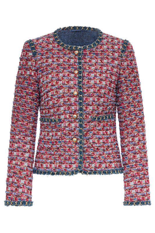 Chained Detail Tweed Jacket-NOVELTY-34-CLOTHINGJACKETCASUAL-MAISON COMMON