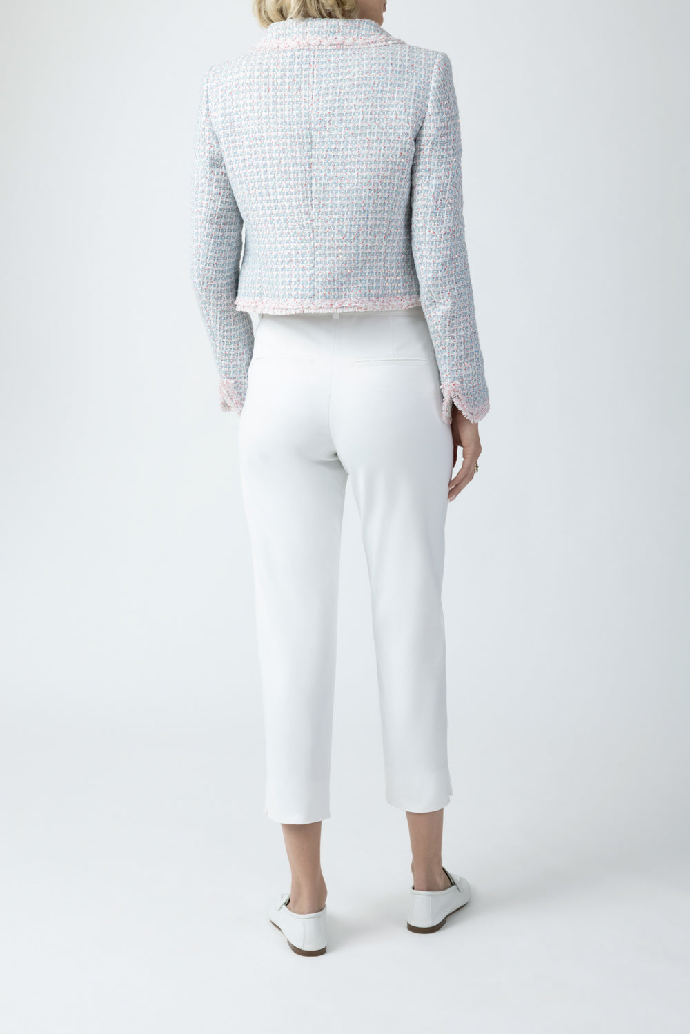 Sequin Tweed Peter Pan Collar Jacket-WHITE-32-CLOTHINGJACKETCASUAL-MAISON COMMON