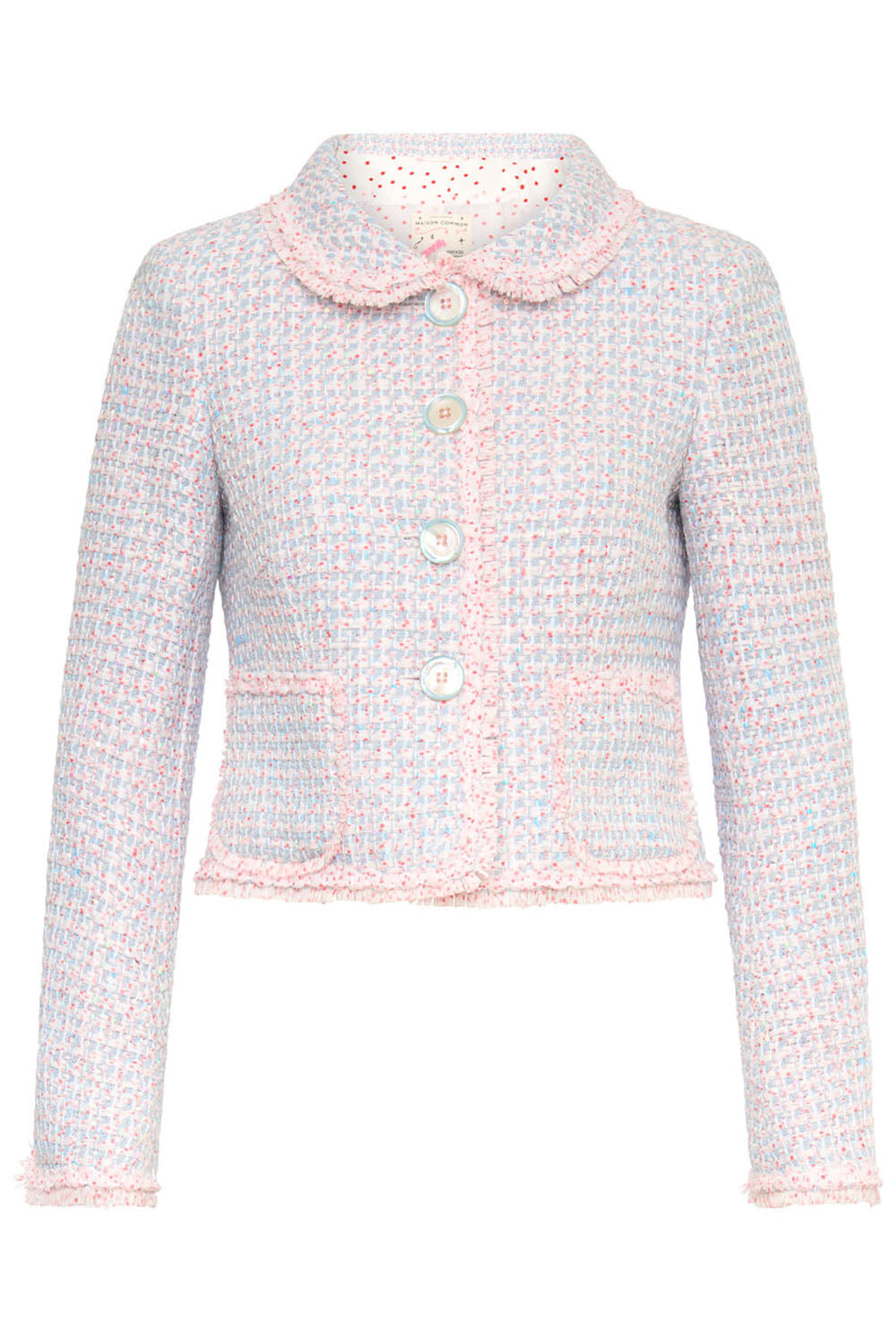 Sequin Tweed Peter Pan Collar Jacket-WHITE-32-CLOTHINGJACKETCASUAL-MAISON COMMON