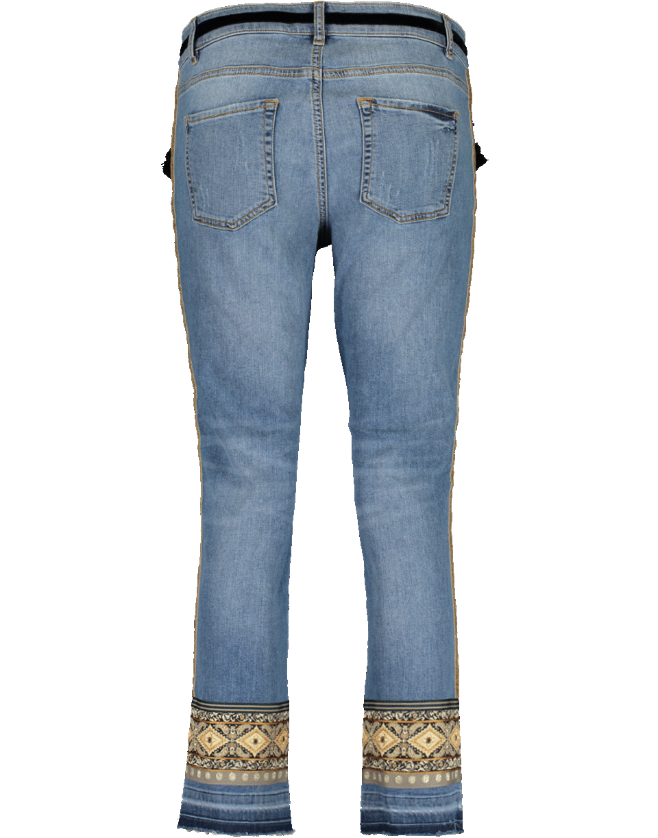 MAISON COMMON-Ribbon Trim Tassel Denim Pant-INDIGO