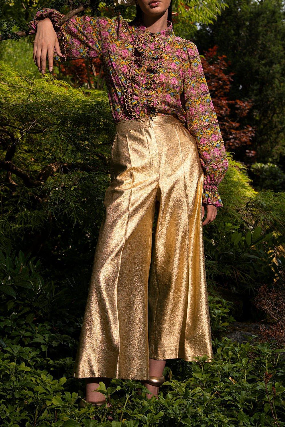MAISON COMMON-Metallic Wide Leg Pant-