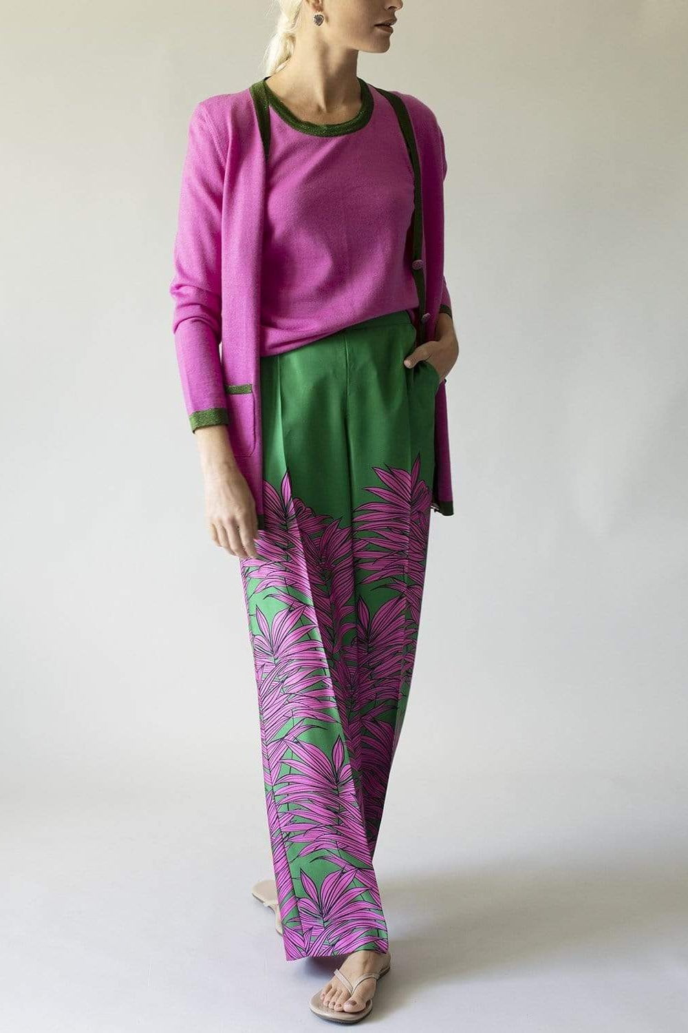 Silk Palm Print Pant CLOTHINGPANTWIDE LEG MAISON COMMON   