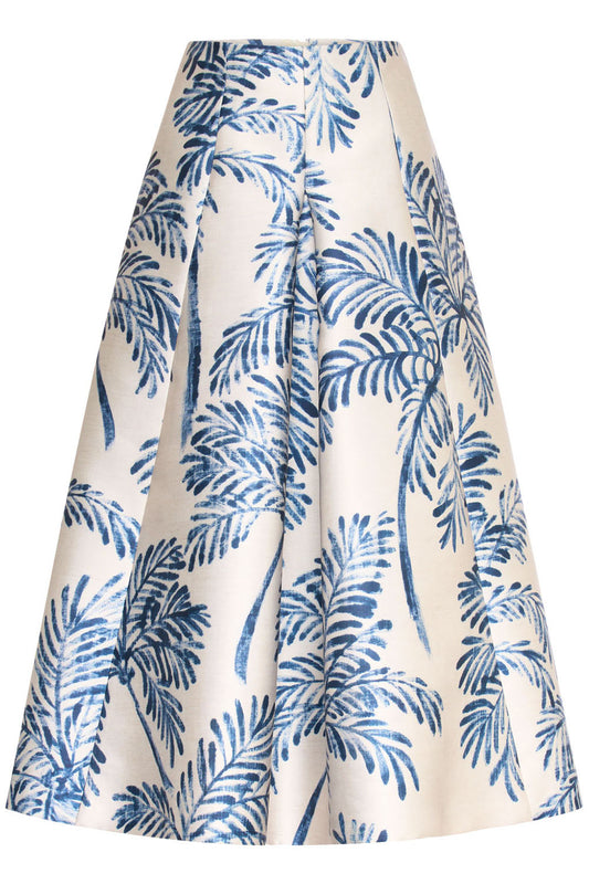 Palm Print Midi Skirt-NOVELTY-34-CLOTHINGSKIRTMIDI-MAISON COMMON