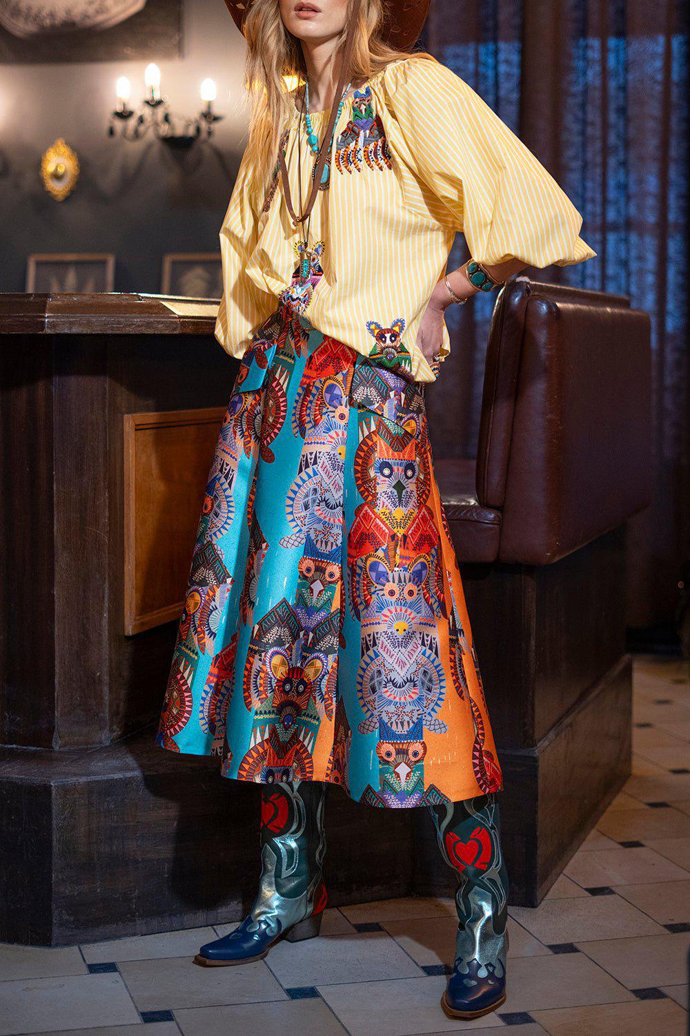 MAISON COMMON-Totem Pole Midi Skirt-