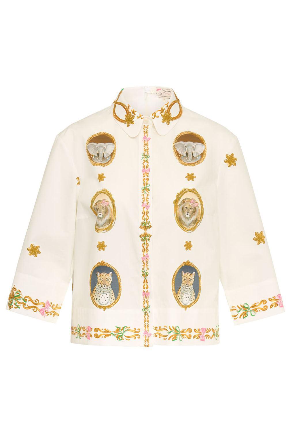 Animal Portrait Printed Shirt-WHITE-34-CLOTHINGTOPBLOUSE-MAISON COMMON