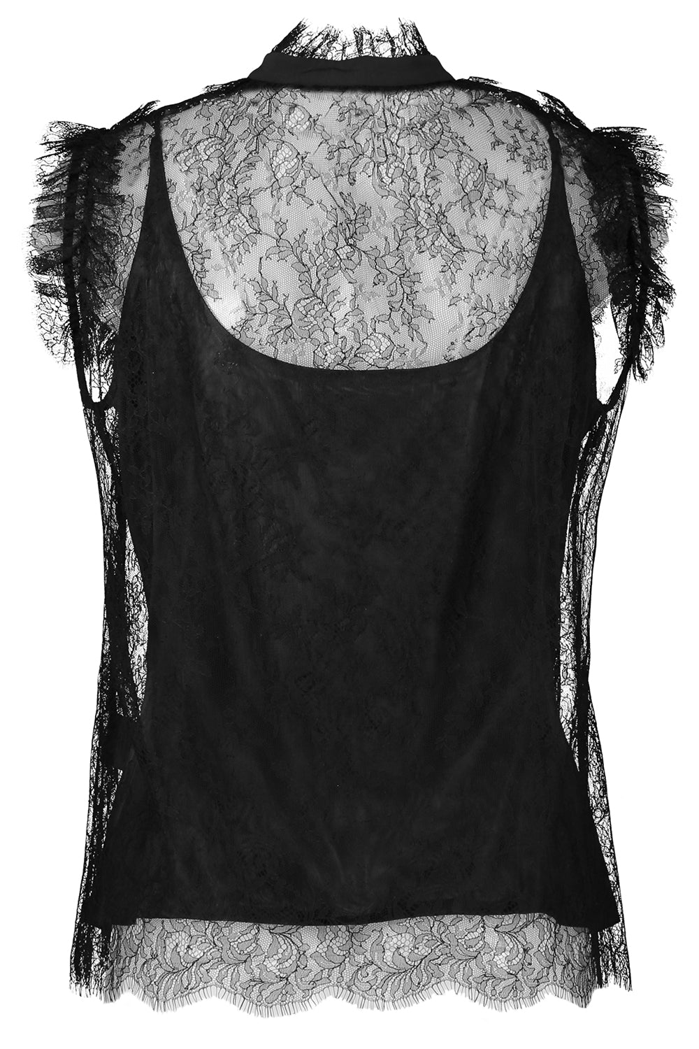 Lace Cami Blouse-BLACK-38-CLOTHINGTOPSLEEVELESS BLOUSE-MAISON COMMON
