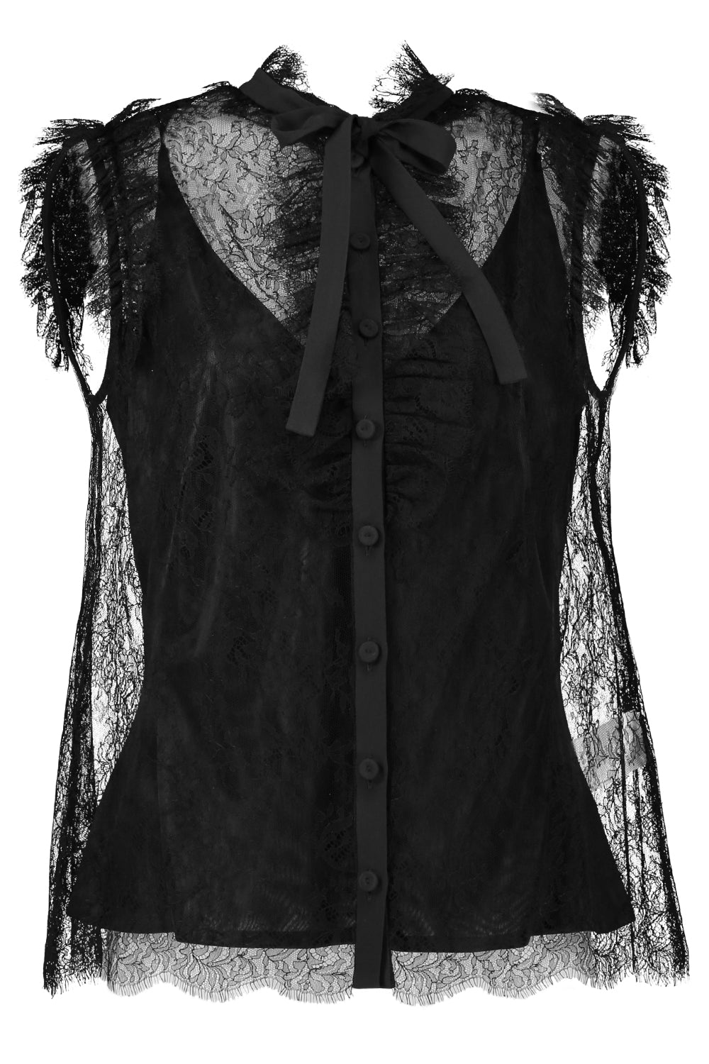 Lace Cami Blouse-BLACK-38-CLOTHINGTOPSLEEVELESS BLOUSE-MAISON COMMON